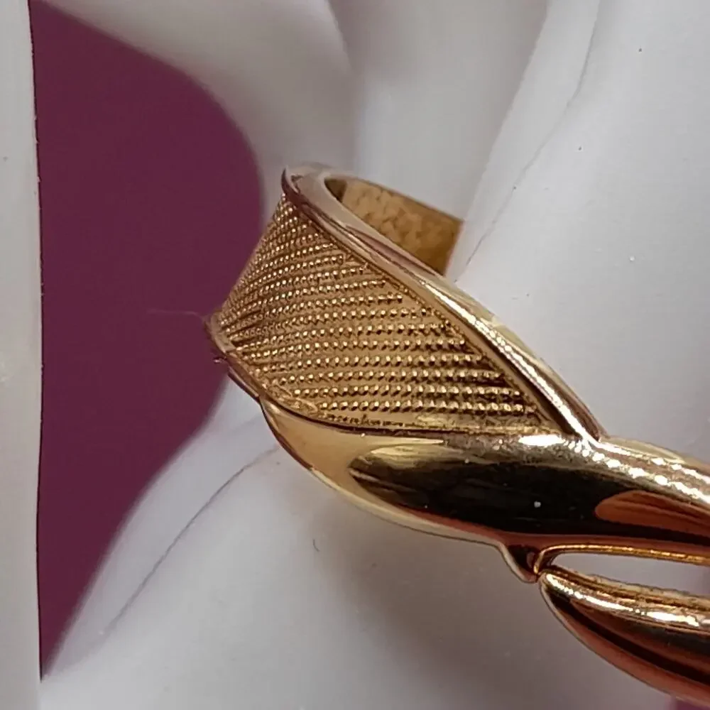 Vintage Monet Hinged Bracelet, Mesh Texture, Gold Tone, 1980s Jewelry
